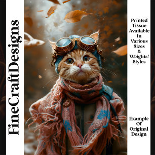 Süße skurrile Katzen-Steampunk-Brille S5 Decoupage Seidenpapier