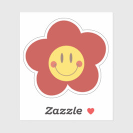 Süße Smiley-Blume Retro-Ästhetik Glückliches Gesic Aufkleber
