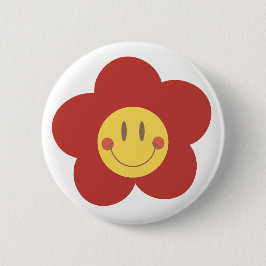 Süße Smiley-Blume Retro-Ästhetik Glückliches Gesic Button