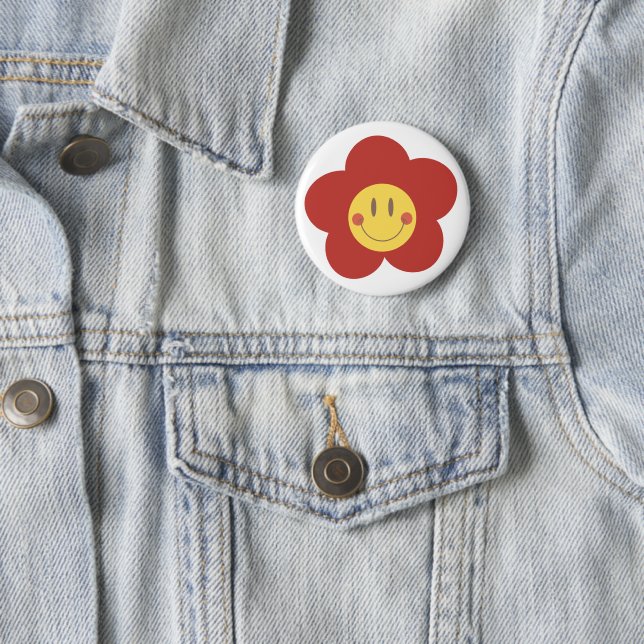 Süße Smiley-Blume Retro-Ästhetik Glückliches Gesic Button (Beispiel)