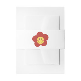 Süße Smiley-Blume Retro-Ästhetik Glückliches Gesic Einladungsbanderole
