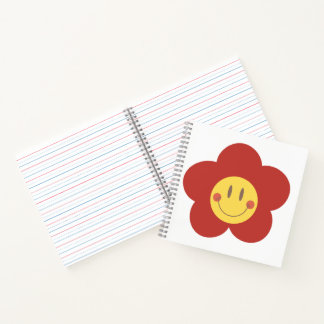 Süße Smiley-Blume Retro-Ästhetik Glückliches Gesic Notizbuch