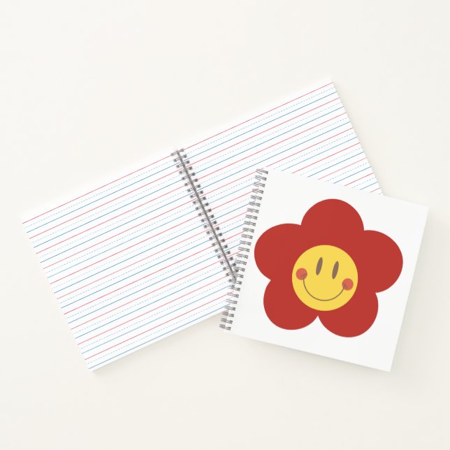 Süße Smiley-Blume Retro-Ästhetik Glückliches Gesic Notizbuch (Innenseite)