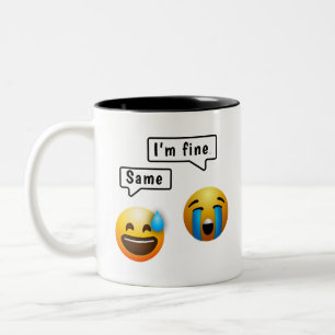 Süße Smiley-Gesicht Emoji-Tasse Zweifarbige Tasse