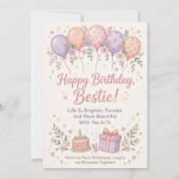 Süße Soft-Pastell-Happy-Birthday-Beste-Freundin-Ka