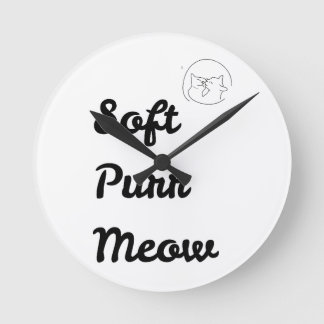 Süße "Soft Purr Meow" Minimalistische Katzenwanduh Runde Wanduhr