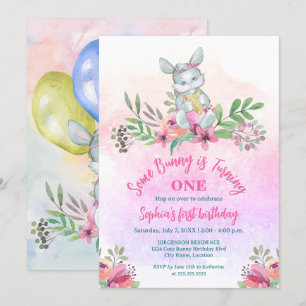Süße Some Bunny Floral Geburtstagsfeier Einladung