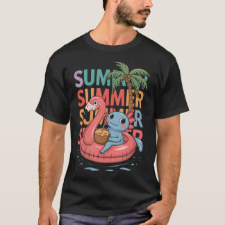 Süße Sommer Axolotl Strand Pool Spaß Party Schwimm T-Shirt