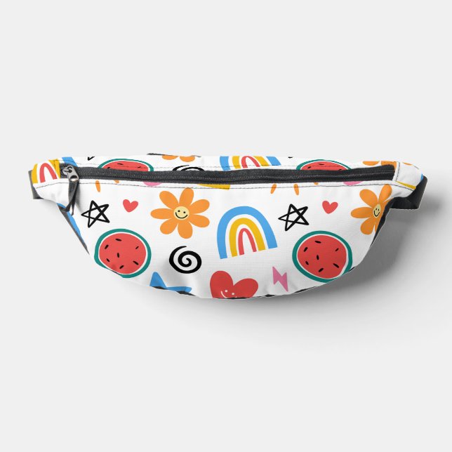 Süße Sommer-Doodle Whimsical-Nahtloses Muster Bauchtasche (Ablage )
