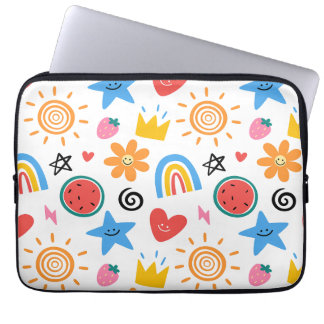 Süße Sommer-Doodle Whimsical-Nahtloses Muster Laptopschutzhülle