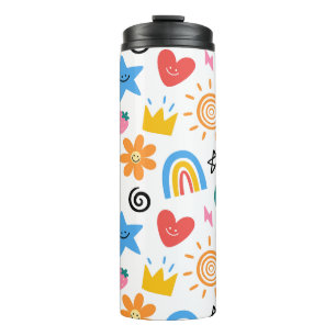 Süße Sommer-Doodle Whimsical-Nahtloses Muster Thermosbecher