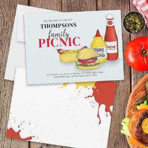 Süße Sommer-Picknick-BBQ-Launige Ketchup-Senf Einladung
