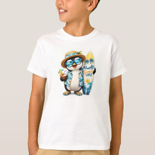 Süße Sommer-Pinguin-Surfing-Vibes-Kinder-T-Shirt T-Shirt