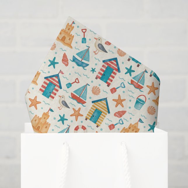 Süße Sommer Strand Ozean Muster Seidenpapier (Geschenktüte)