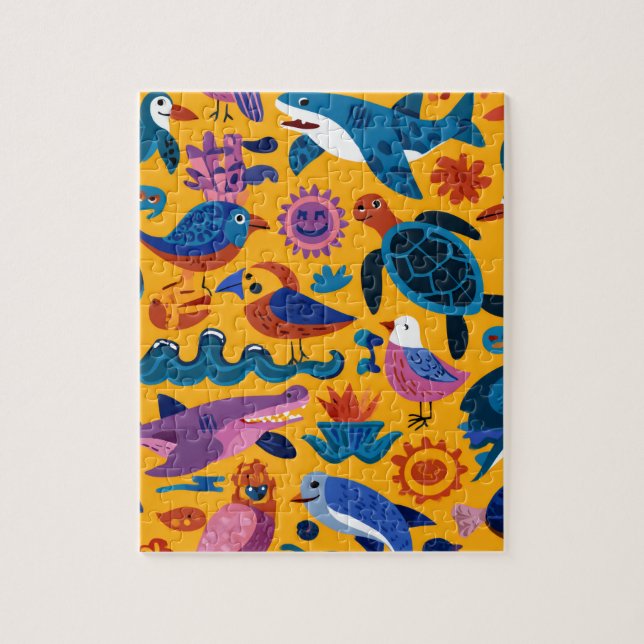 Süße Sommer-Tier-Muster-Puzzle-Geschenk Puzzle (Vertikal)