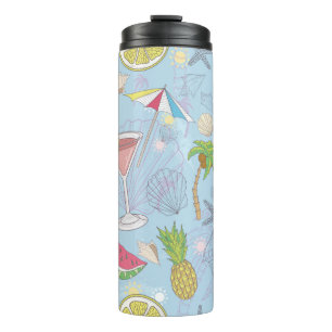 Süße Sommerillustrationsmuster mit Wassermelone, Thermosbecher