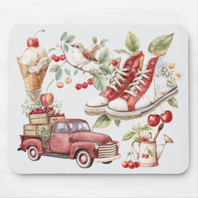 Süße Sommerkirschen Mousepad (Vorne)
