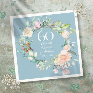 Süße Sommerrosen-Girlande 60. / 75. Jubiläum Serviette