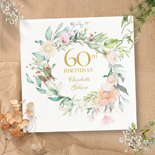 Süße Sommerrosen-Girlande 60. Geburtstag Serviette
