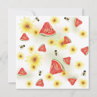 Süße Sommerstimmung: Wassermelone, Sonnenblumen un Einladung