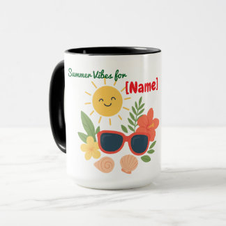 Süße Sommerstrand-Tasse mit personalisiertem Namen Tasse