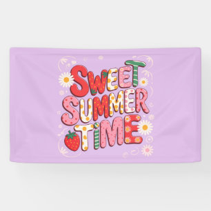 Süße Sommerzeit Coquette Erdbeere Retro Strand Banner