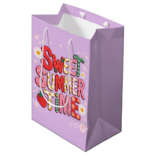 Süße Sommerzeit Coquette Erdbeere Retro Strand  Mittlere Geschenktüte