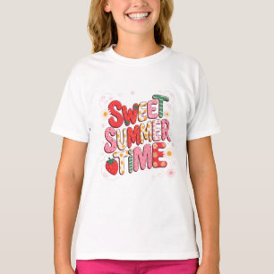 Süße Sommerzeit Coquette Erdbeere Retro Strand  T-Shirt