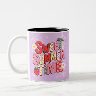 Süße Sommerzeit Coquette Erdbeere Retro Strand  Zweifarbige Tasse