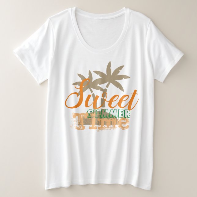 Süße Sommerzeit farbenfrohe Sommervibes Frauen Große Größe T-Shirt (Design vorne)