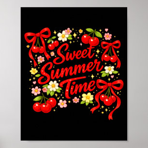 Süße Sommerzeit Kirsche Retro-Bogen Sommer-Outfit Poster