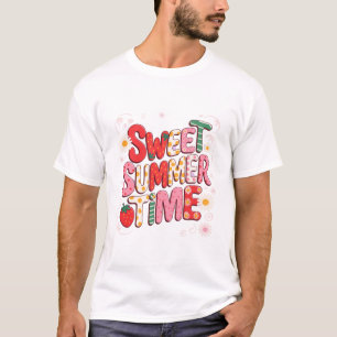 Süße Sommerzeit Kokette Erdbeere Retro-Strand  T-Shirt