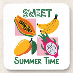 Süße Sommerzeit Tropisches Frucht Pop-Art-Design Getränkeuntersetzer