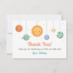 Süße Sonne und Planeten Baby Shower Danke Einladung