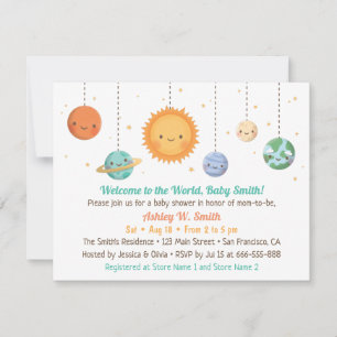 Süße Sonne und Planeten Baby Shower Einladung