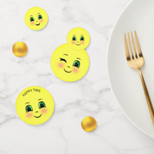 Süße Sonnen Glücklich Gesicht Emojis Konfetti