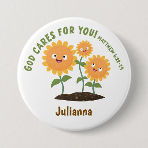 Süße Sonnenblumen Gott sorgt Bibelvers Button