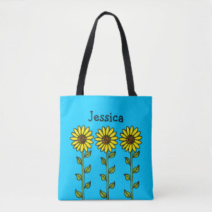 Süße Sonnenblumen-Illustration mit personalisierte