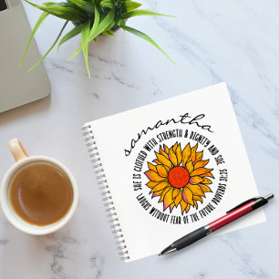 Süße Sonnenblumen-Schrift Bibelvers Proverbien 31 Notizbuch