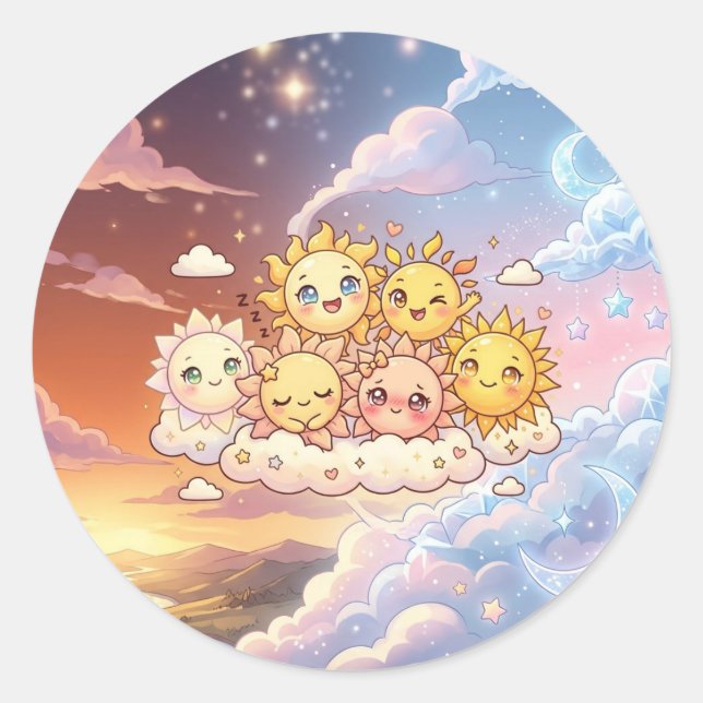 Süße Sonnenfreunde Sticker (Vorderseite)
