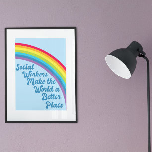 Süße Sozialarbeit Inspirierender Zitat Regenbogen Poster