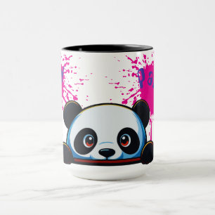 Süße spähende Baby-Panda-Rosa-Splatter-Zweitön-Tas Tasse