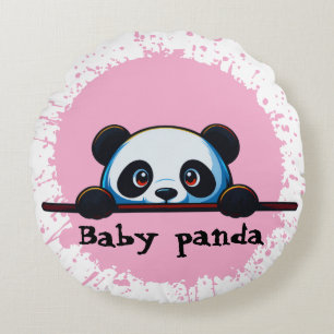 Süße spähende Baby-Panda-Rosé-Spritzdecke-Rundkiss Rundes Kissen