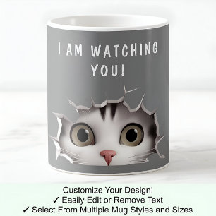 Süße spähende Katze beobachtet dich lustige Neuhei Kaffeetasse