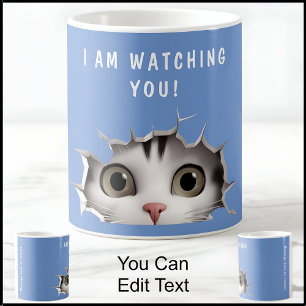Süße spähende Katze beobachtet dich Lustige Neuhei Kaffeetasse