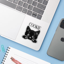 Süße spähende Katze personalisiert Aufkleber