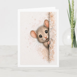 Süße spähende Maus Blank Aquarell Kleintier Karte