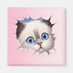 Süße spähende Ragdoll-Katze Magnet