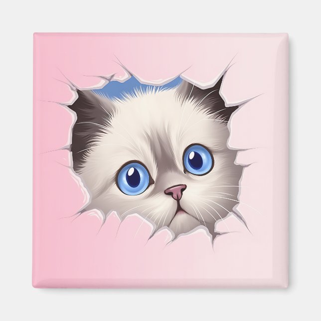 Süße spähende Ragdoll-Katze Magnet (Vorne)