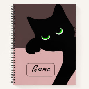 Süße spähende schwarze Katze, benutzerdefiniertes Notizbuch